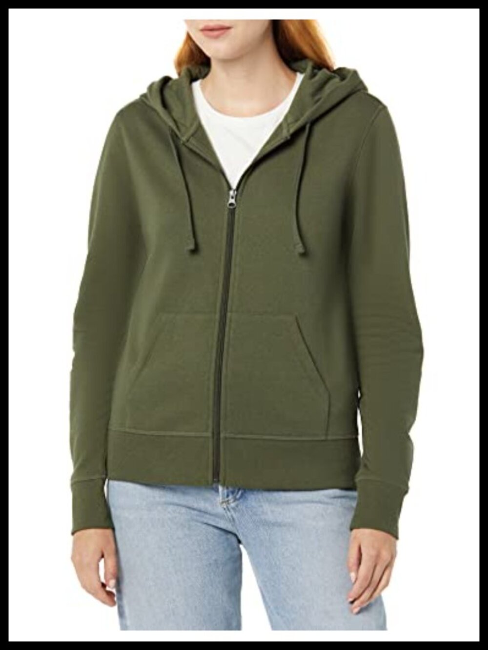 Women's Midweight Fleece Full-Zip Hoodie Drawstring Athletic Fit Plus Size